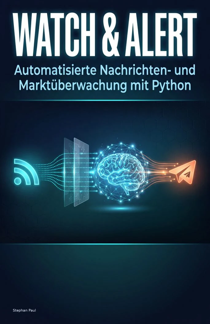 Book cover: Watch & Alert – Automated news and market monitoring with Python, Stephan Paul